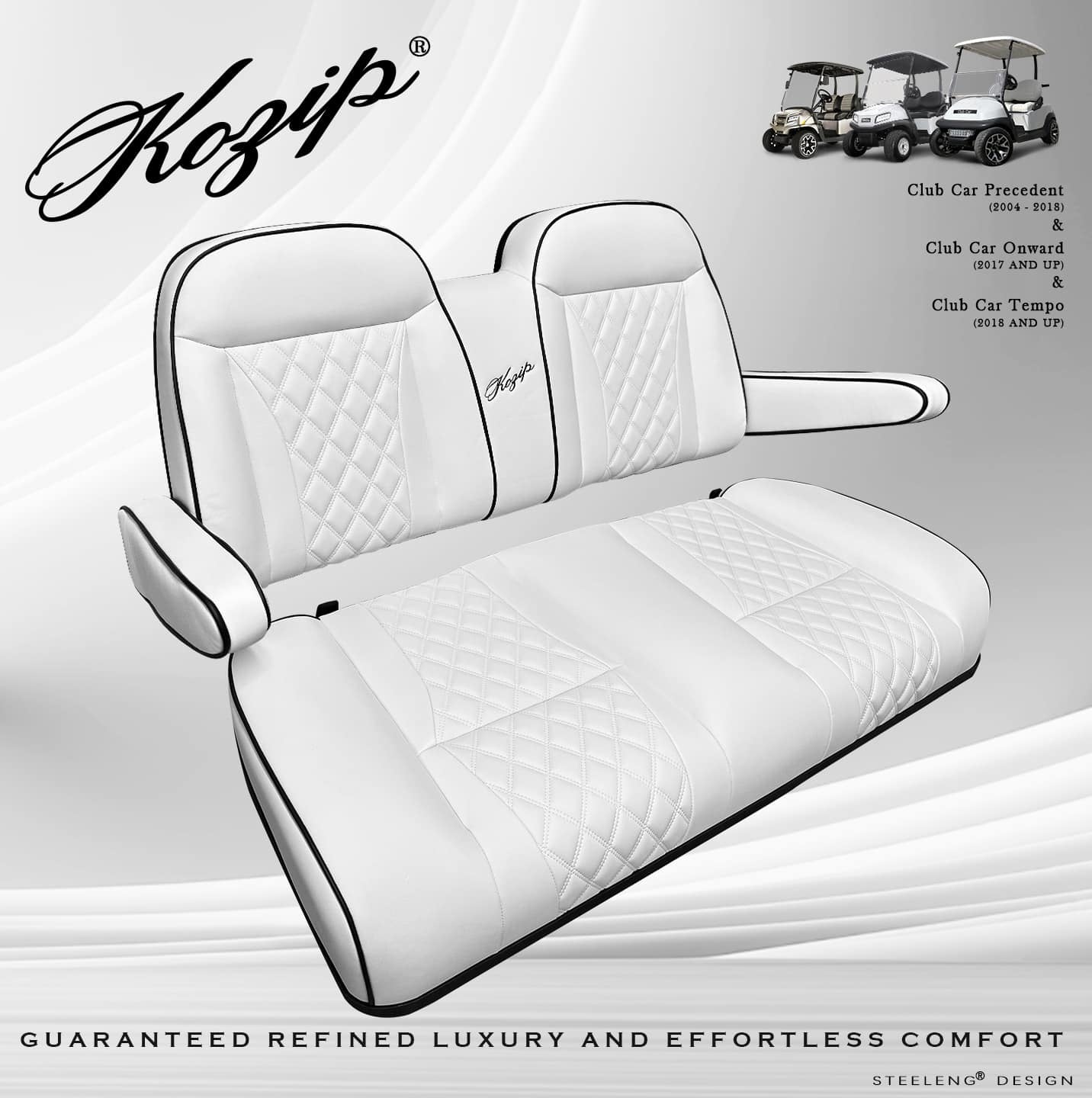 Front Seat Cushion Set - KOZIP - Club Car Precedent (2004-2018) / Club Car Tempo (2018-up) / Club Car Onward (2017-up)
