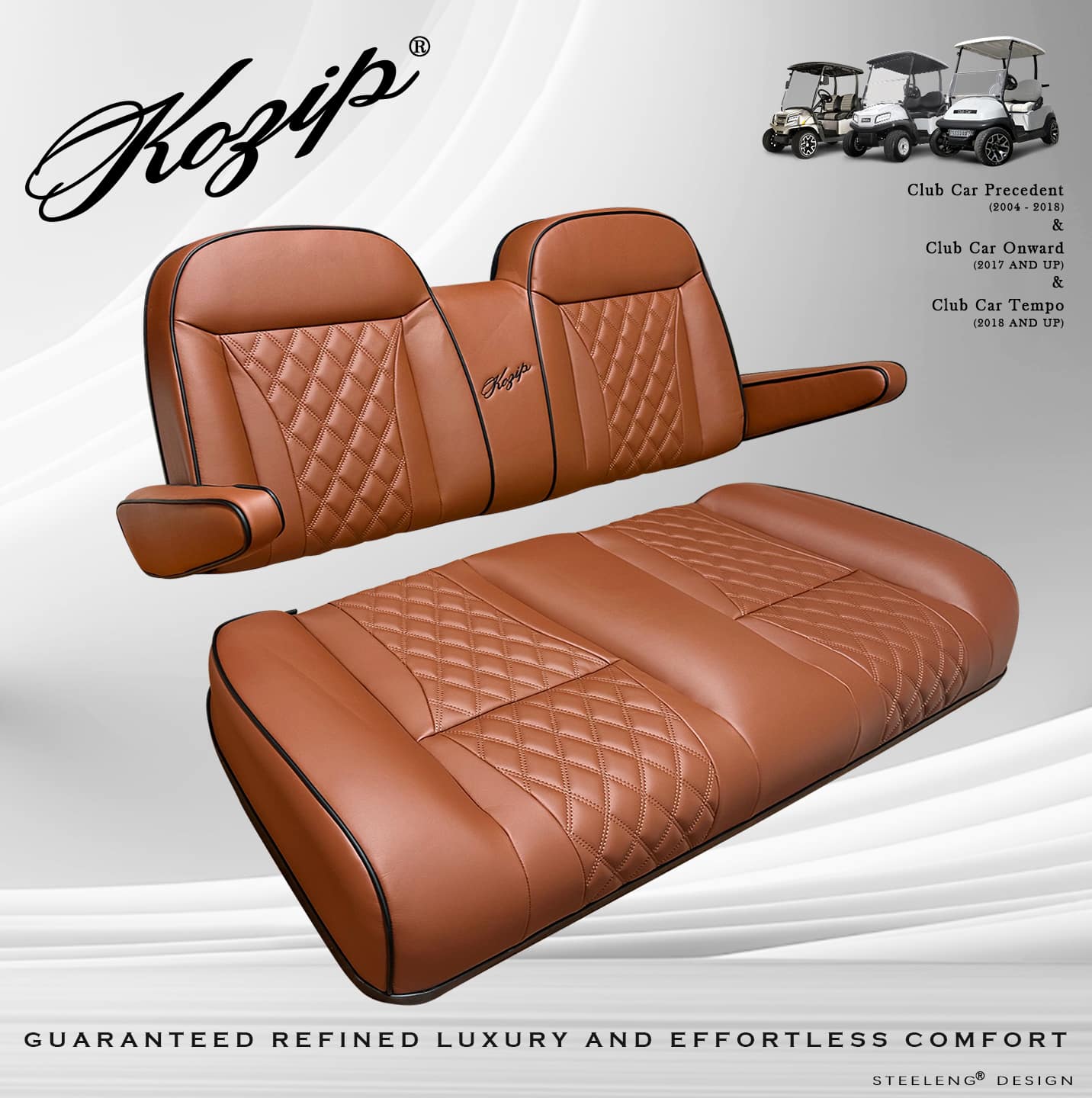Front Seat Cushion Set - KOZIP - Club Car Precedent (2004-2018) / Club Car Tempo (2018-up) / Club Car Onward (2017-up)