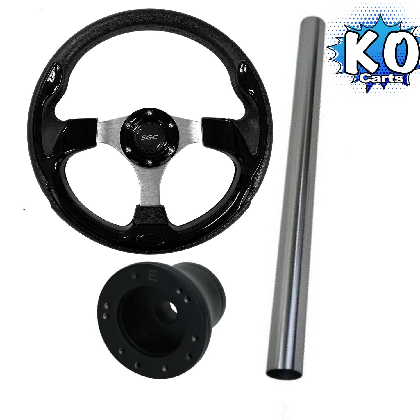 Steering Wheel Combo Kit - Glossy Black - EZGO RXV